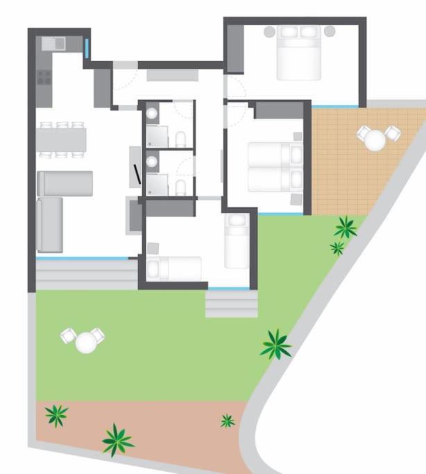 Apartment Airy 3br, Ac, Garden, 2min Strip, 8min Oura *
